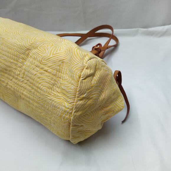 Dooney & Bourke Yellow Canvas Leather Trim Zipper Closure Satchel Shoulder Bag - Picture 7 of 13